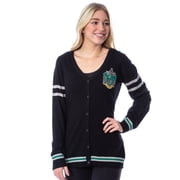 Harry Potter Womens Slytherin House Crest Open Front Cardigan Juniors Knit Sweater