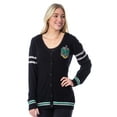 thumbnail image 1 of Harry Potter Womens' Slytherin House Crest Open Front Cardigan Juniors Knit Sweater, 1 of 5