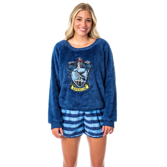 Harry Potter Womens' Sweater and Shorts Sleep Pajama Set-All Houses