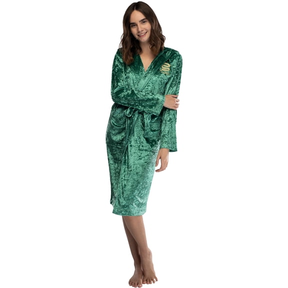Harry Potter Womens' Velvet Robe Hogwarts Houses - Slytherin Gryffindor Ravenclaw Hufflepuff