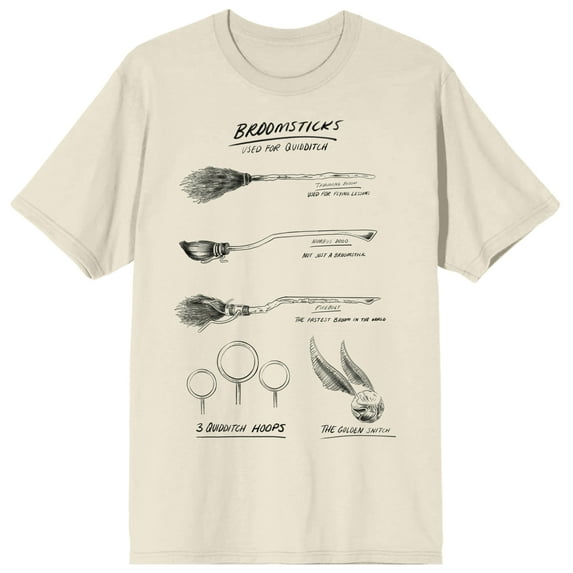 Harry Potter World Quidditch Brooms Men's Beige Graphic Tee-XXL