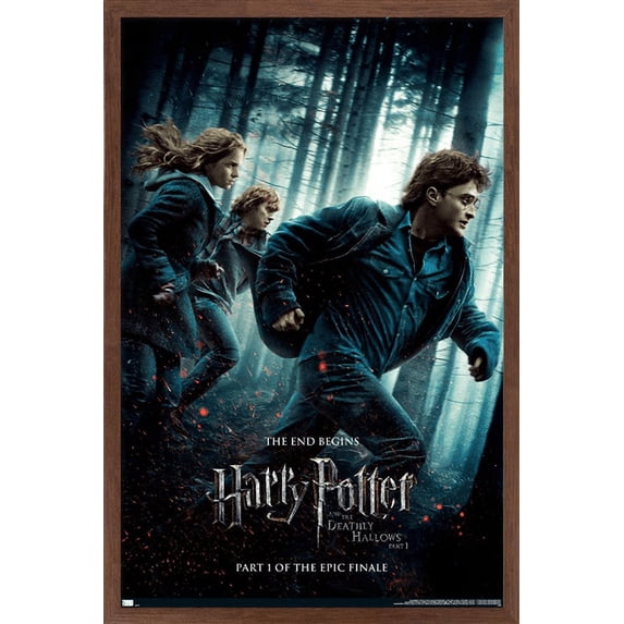 Harry Potter and the Deathly Hallows: Part 1 - Running One Sheet Wall Poster, 14.725" x 22.375", Framed