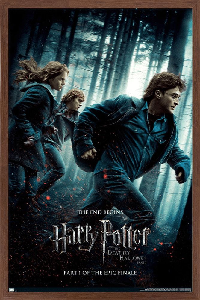 Harry Potter and the Deathly Hallows: Part 1 - Running One Sheet Wall Poster, 22.375" x 34", Framed