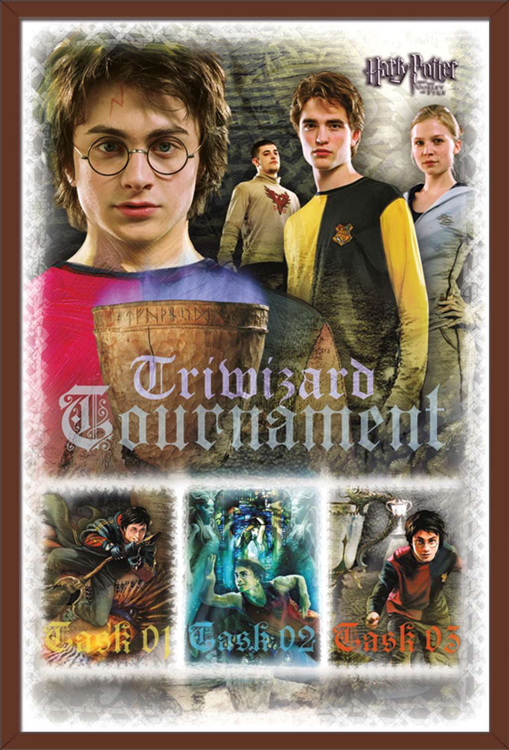Harry Potter and the Goblet of Fire - Triwizard Tournament Wall Poster, 22.375" x 34", Framed