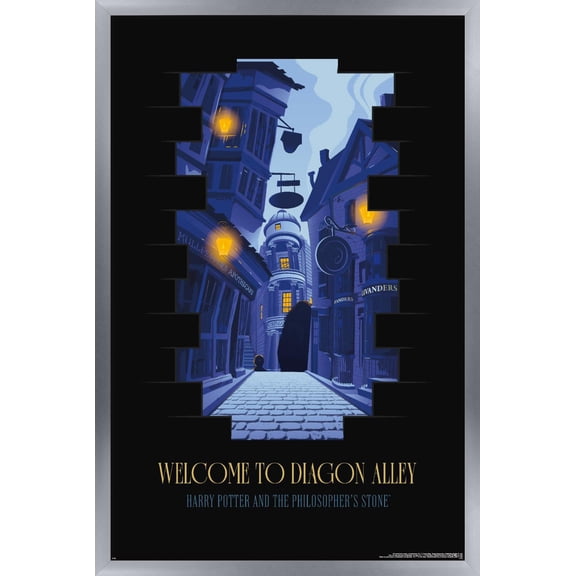 Harry Potter and the Philosopher's Stone (2001) - Welcome to Diagon Alley Wall Poster, 22.375" x 34" Framed