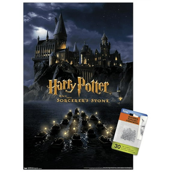 Harry Potter and the Sorcerer's Stone - Castle One Sheet Wall Poster with Push Pins, 14.725" x 22.375"