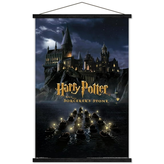 Harry Potter and the Sorcerer's Stone - Castle One Sheet Wall Poster with Wooden Magnetic Frame, 22.375" x 34"