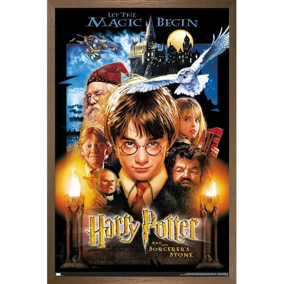 Harry Potter and the Sorcerer's Stone - One Sheet Wall Poster, 14.725" x 22.375", Framed
