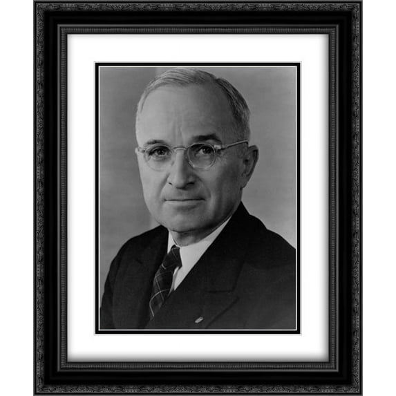 Harry S. Truman, head-and-shoulders portrait, facing front 20x24 Double Matted Black Ornate Framed Art Print