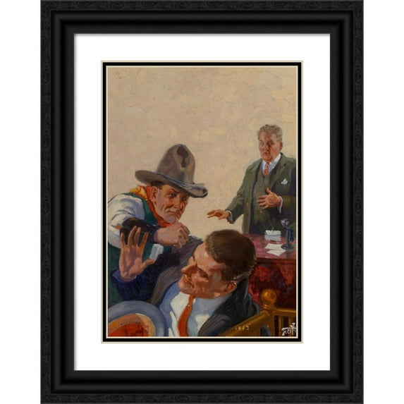 Harry T. Fisk 14x18 Black Ornate Wood Framed Double Matted Museum Art Print Titled - Bank Robbery (1924)
