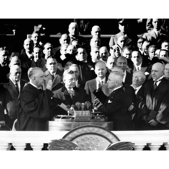 Harry Truman'S Inauguration. Truman Was Sworn In At The Capitol. L-R Chief Justice Fred Vinson Charles Lemore Cropley