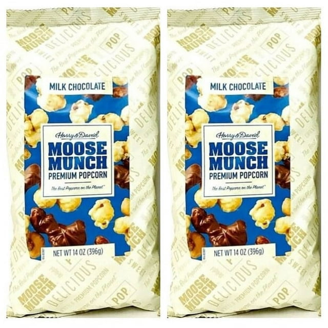 Harry and David Milk Chocolate Moose Munch Premium Popcorn 14 Ounce Bag (Pack of 2)