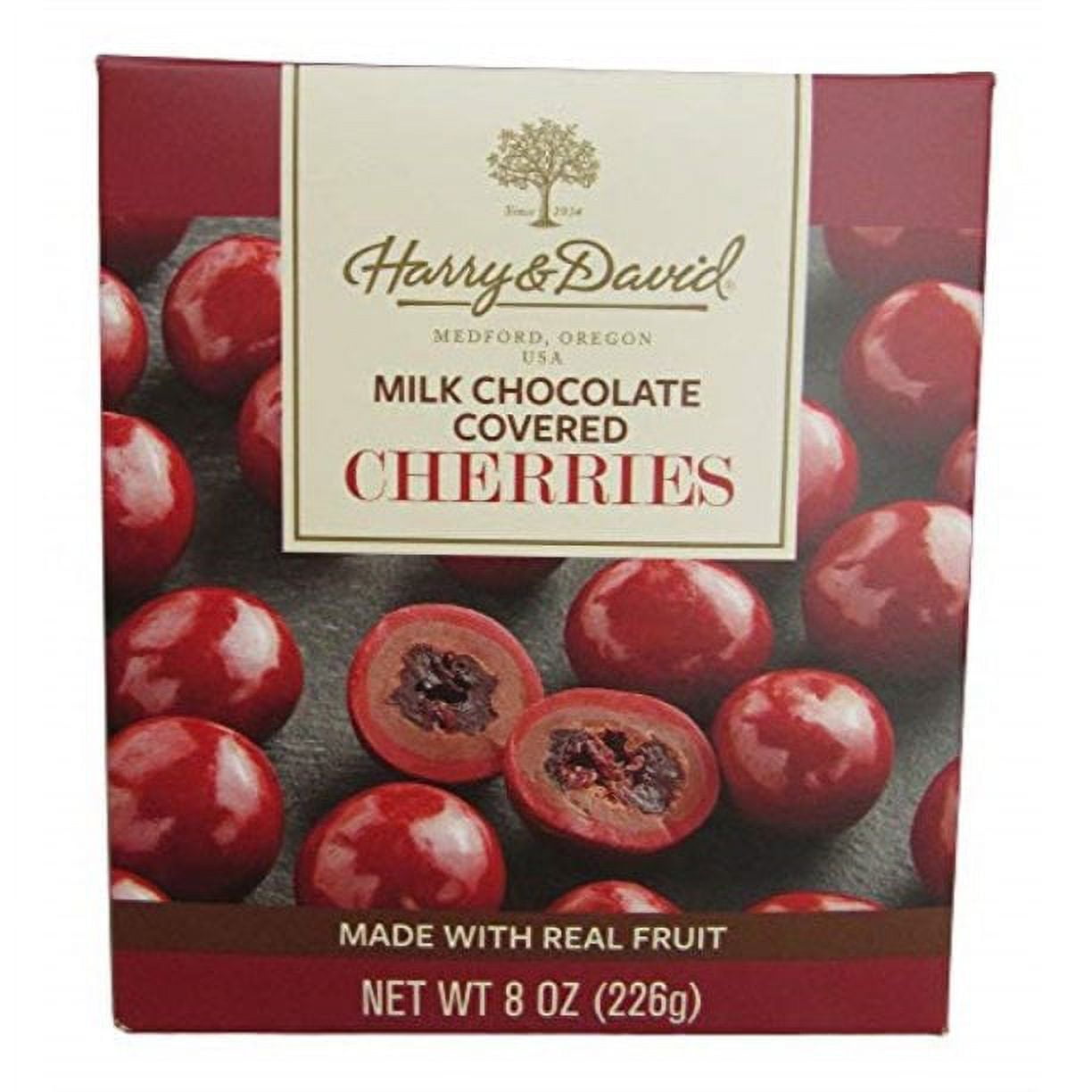 Harry and David, milk chocolate covered cherries, 8 ounces.