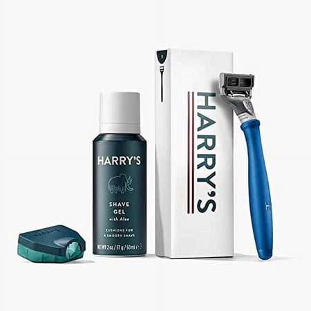 Harry's 5-Blade Razor Shaving Set with Blade cartridge and Shave Gel (Indigo Blue)