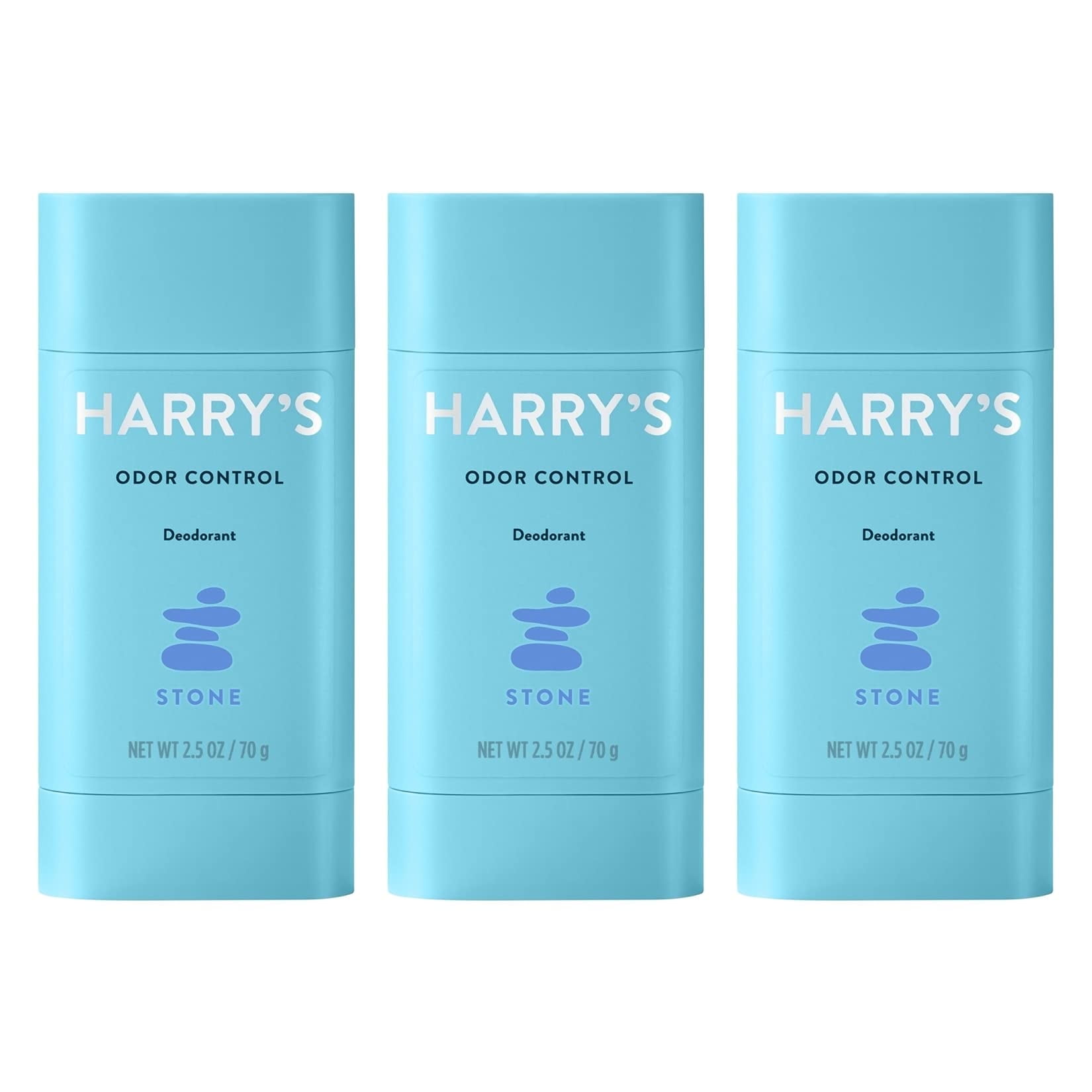 Harry's Aluminum Free Deodorant for Men, Odor Control, Stone, 2.5 Oz, Pack of 3