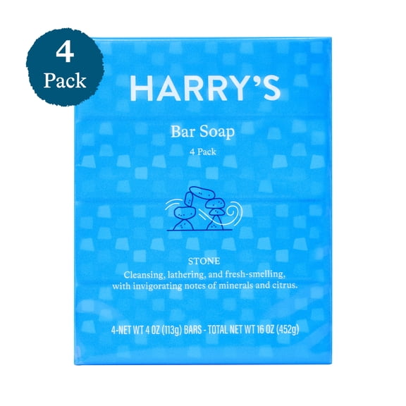 Harry's Cleansing Bar Soap for Men, Stone, 4 oz, 4 Pack