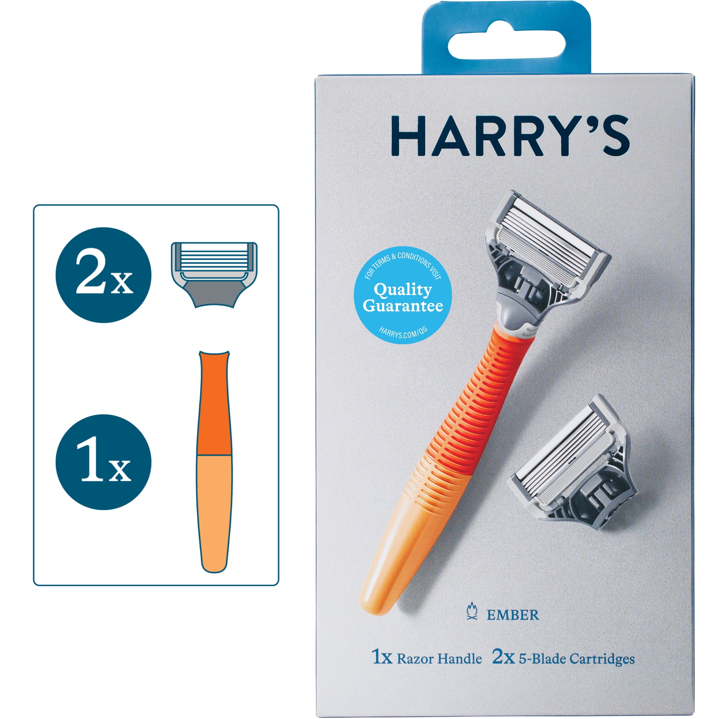 Harry's Razors for Men - Men's Razor Set with 5 Razor Blade Refills, Travel  Blade Cover, 2 oz Shave Gel (Ember) Bright Orange