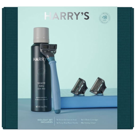 Harry's Holiday Gift Set with Limited-Edition Flurry Blue Razor Handle