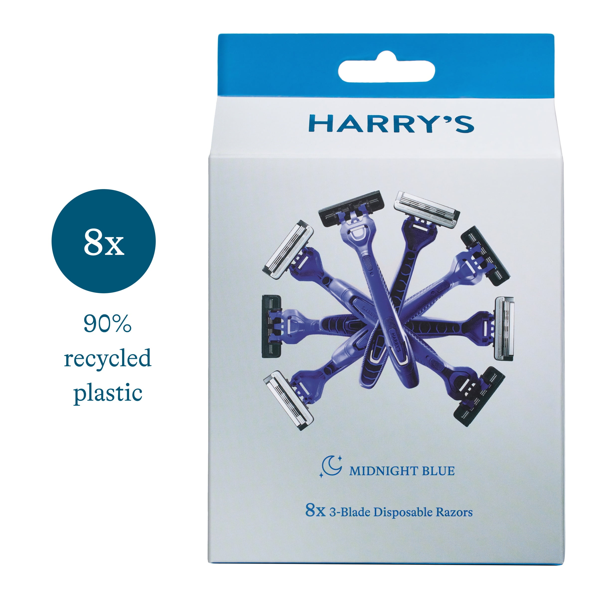 Harry's Disposable Razors for Men, Midnight Blue, 8 Count