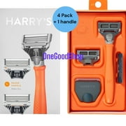 Harry's Men's 5-Blade Manual Razor Handle and 5 Razor Blade Refills, Bright Orange