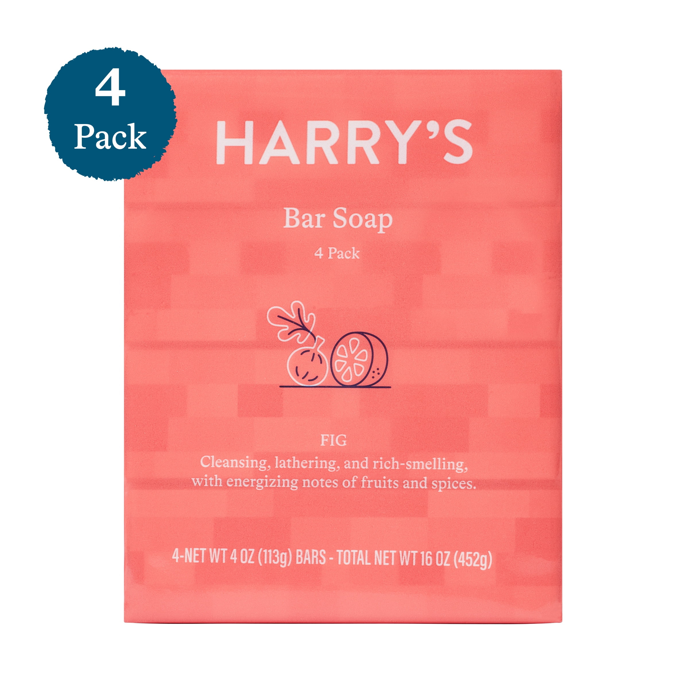 Harry's Men's Cleansing Bar Soap, Fig Scent, 4 oz, 4 Pack