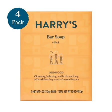 Harry's Cleansing Bar Soap for Men, Redwood, 4 oz, 4 Pack