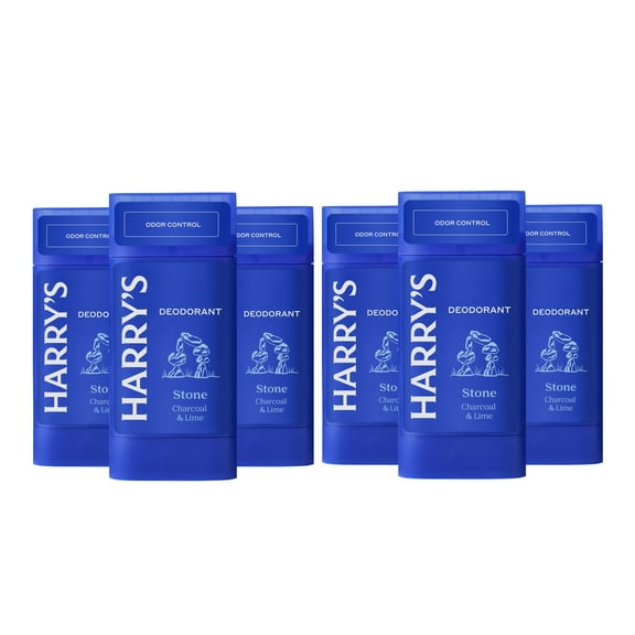 Harry's Men's Deodorant, Odor Control, Aluminum-Free, Stone, 6 Pack