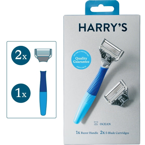 Harry's Men's Razor: 1 Indigo Blue Razor Handle + 2 Razor Blade Refills