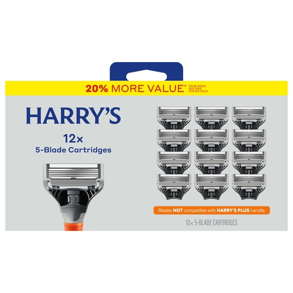 Harry's Men's 5-Blade Razor Refill Cartridges, 12 Count