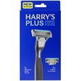 thumbnail image 1 of Harry's Plus Shaving Razor for Men with 2 Razor Blade Refill Cartridges, Onyx, 1 of 11