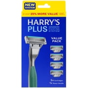 Harrys Plus Shaving Razor for Men with 5 Razor Blade Refill Cartridges, Moss Green