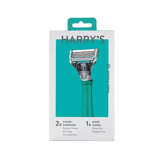 Harry's Razor Handle + 2 Cartridges Tropical Green