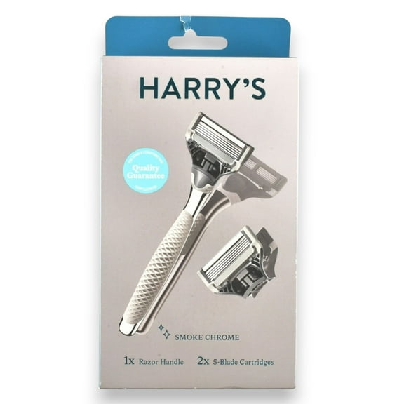 Harry's Razor Kit for Men with 2 Razor Blade Refill Cartridges, and 1 Smoke Chrome Edition Handle