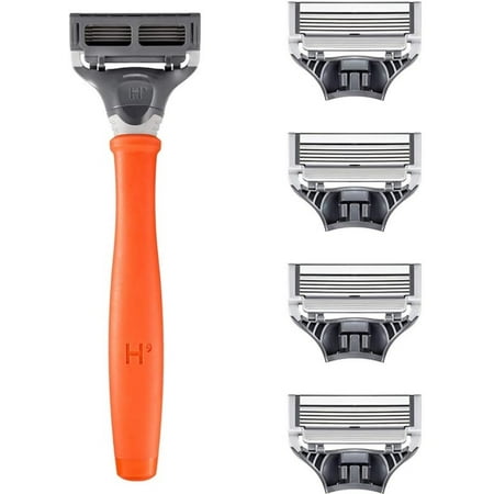 Harry's Razors for Men - Men's Razor Set with 5 Razor Blade Refills, Travel Blade Cover, 2 oz Shave Gel (Bright Orange) 1 ea