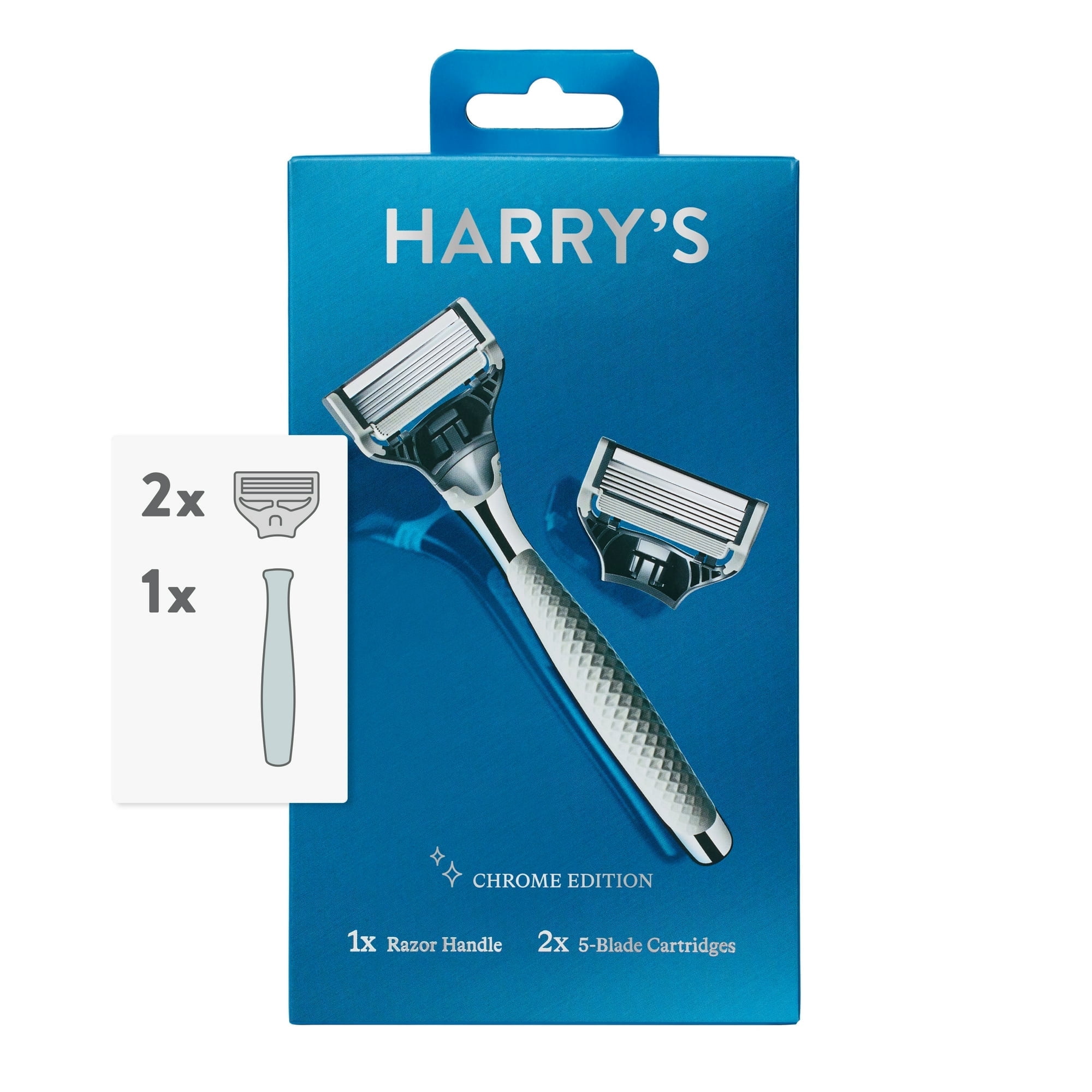 Harry's Shaving Razor for Men with 2 Razor Blade Refill Cartridges, Chrome Edition (Pack of2)