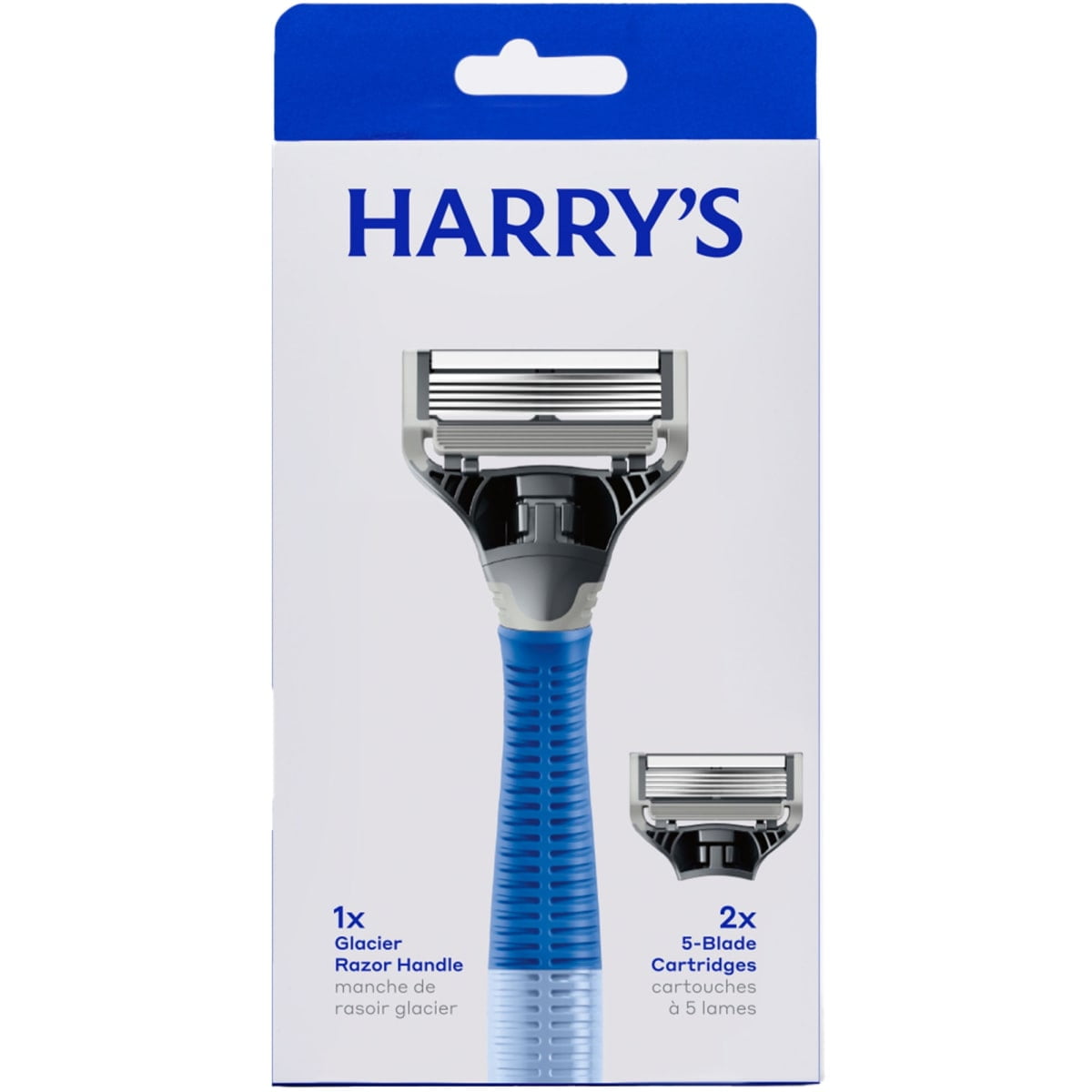 Harry's Shaving Razor for Men with 2 Razor Blade Refill Cartridges, Glacier Blue