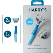 Harry's Shaving Razor for Men with 2 Razor Blade Refill Cartridges, Glacier Blue