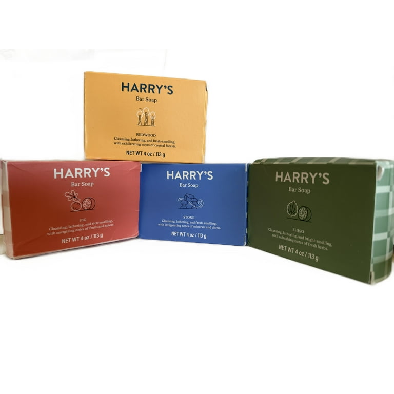 Harrys Bar Soap 4 Pack Stone, Shisco, Redwood, Fig