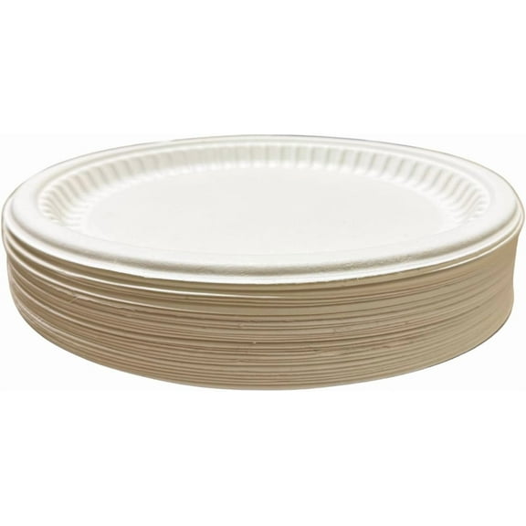 Harshu Round Sugarcane Plates - 10 Inch, 50 Pack