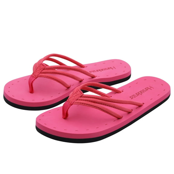 Harssidanzar Women's Flip Flops Lightweight Comfortable Summer Beach Thong Sandals with Arch Support KL221WT,Rose Red,Size 6