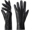 thumbnail image 1 of Harssidanzar Womens Winter Warm Lining Touchscreen Texting Warm Driving Lambskin Leather Gloves,Black,Size M, 1 of 1
