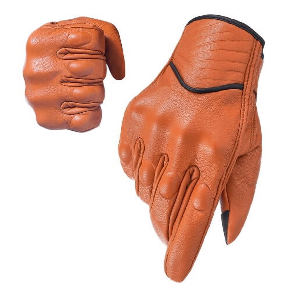 OZERO Leather Motorcycle Gloves | Genuine Leather Touchscreen Motorbike Glove for Men in Outdoor Sports Activities