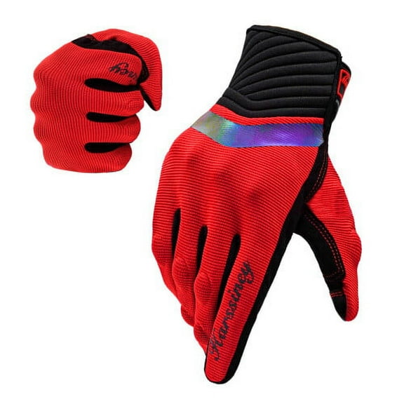 Harssiney Motorcycle Gloves for Men,Breathable Dirt Bike Riding ATV Motocross Glove Touchscreen with Knuckle TPR Palm Pad Protection ,Red size S