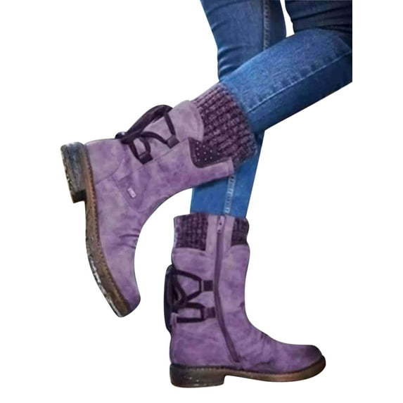 Harsuny Ladies Womens Military Boots Army Combat Ankle Lace Up Flat Biker Zip US Size 4.5-11