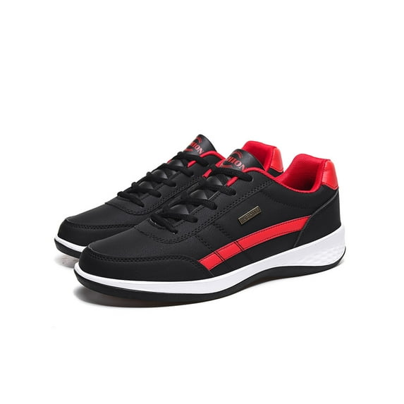 Harsuny Men's Fashion Sneakers Casual Dress Shoes Non Slip Low Top Lace Up Leather Walking Shoes Black US 10 1 Pair