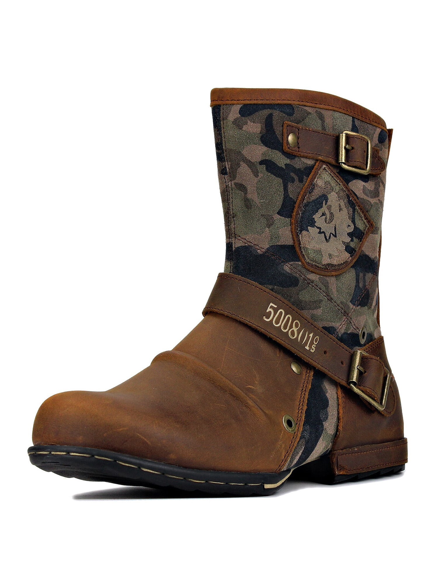 Harsuny Men's Western Cowboy Boots Round Toe Outdoor Work Boots Men's