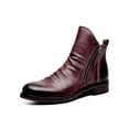 thumbnail image 1 of Harsuny Mens Leather Dress Boots Side Zipper Ankle Booties Wine Red 6.5, 1 of 5