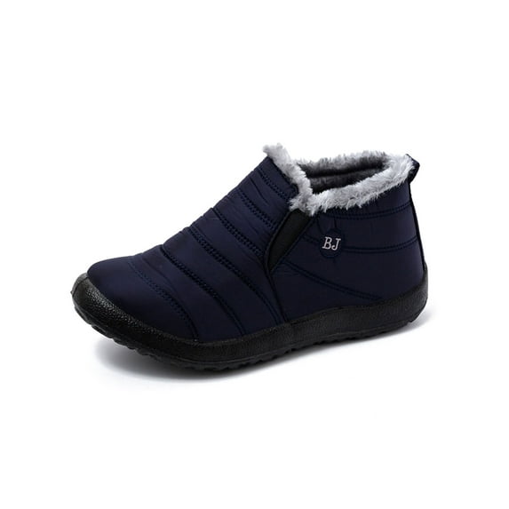 Harsuny Snow Boots for Women Mens Wide Width Comfortable Ankle Boots Plush Lining Winter Warm Slip On Shoes Indoor Outdoor Blue 6(Women)