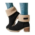 thumbnail image 1 of Harsuny Women Cute Warm Short Boots Suede Chunky Mid Heel Round Toe High Top Winter Snow Ankle Booties, 1 of 2