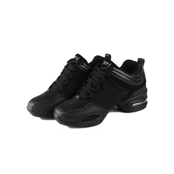 Harsuny Womens Girls Jazz Shoes Practice Comfort Sneaker Lace-Up Athletic Shoes Black 12C